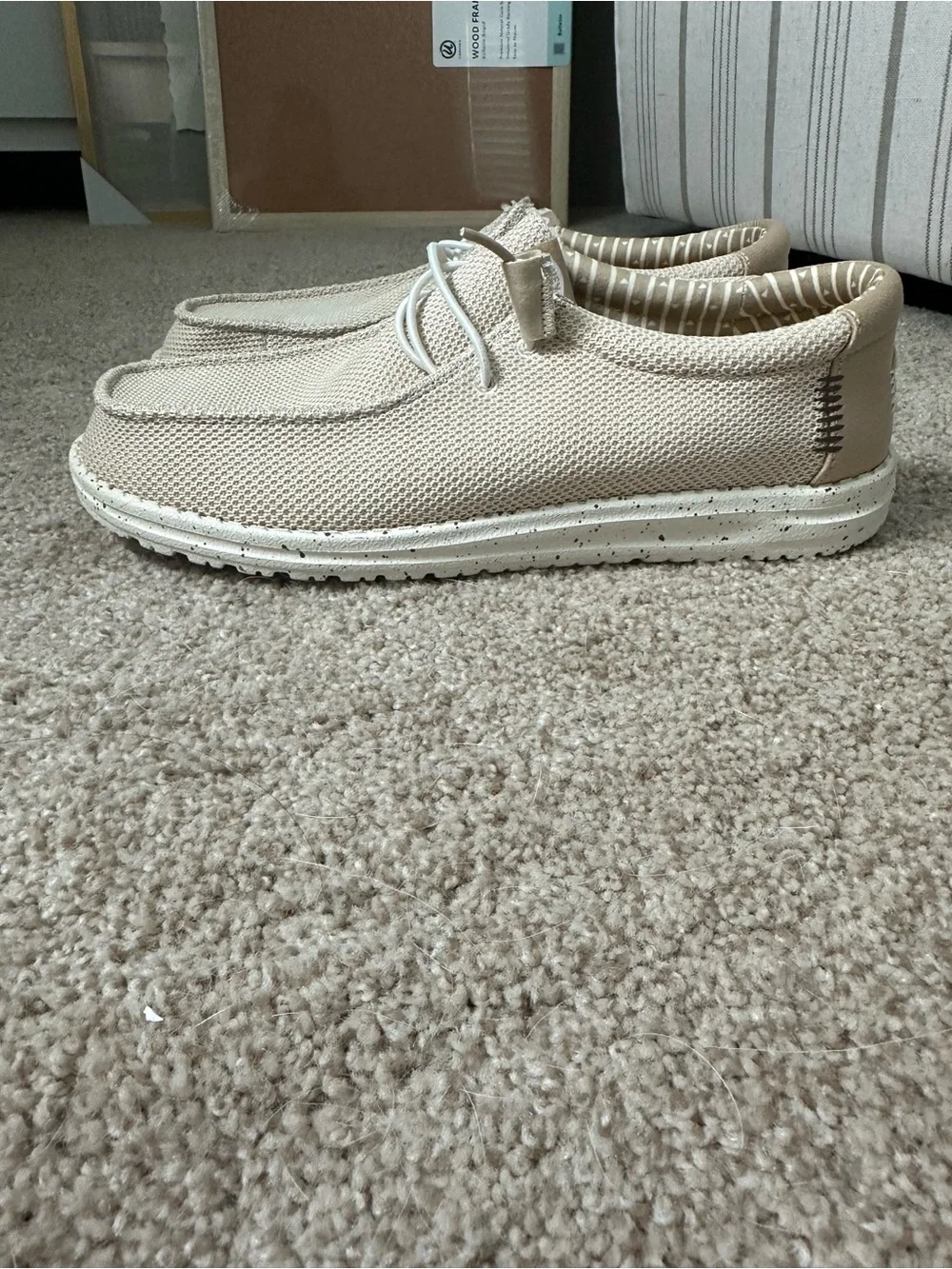 Hey Dude Neutral Knit Slip-On Loafers with Speckled White Sole
